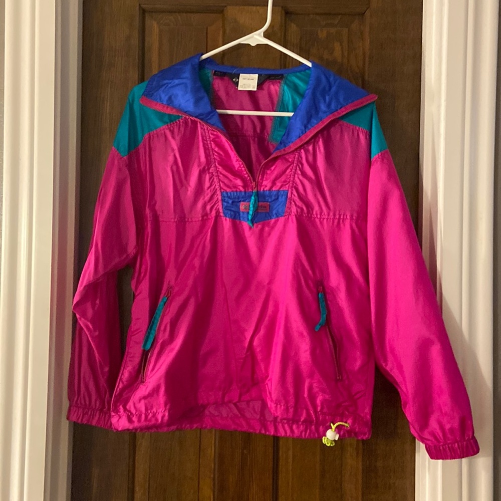 Vintage Columbia Color Block Half Zip Windbreaker